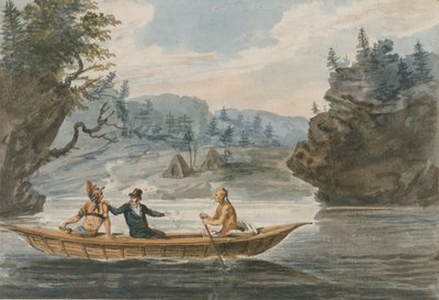 هنديان ورجل أبيض في زورق ، 1811-كاليفورنيا. 1813. بواسطة بافل بتروفيتش سفينين