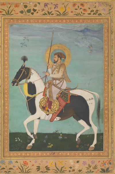 شاه جهان على ظهور الخيل ، فوليو من ألبوم شاه جيهان ، ظهر: كاليفورنيا. 1630 ، وجه: ca. 1530-50. بواسطة Payag