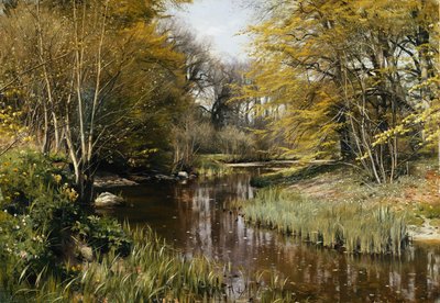 منظر نهر مشجر بواسطة Peder Monsted