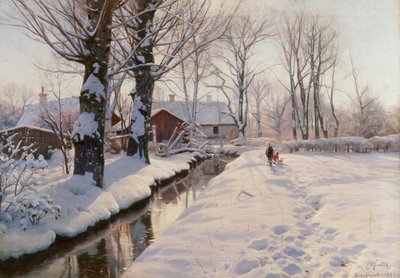 منظر شتوي مشجر بواسطة Peder Monsted