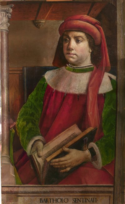 Bartole en latin Bartolus de Saxoferrato (1313-1356) - Bartolus de Saxoferrato par Berruguete، Pedro (1450-1503). زيت على خشب ، مقاس: 95 × 57 ، ج. 1473-1475 ، المتحف الوطني للماركي ، أوربينو بواسطة بيدرو بيروجويت