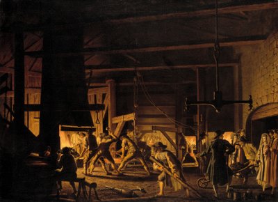 في مرساة فورج في سودرفورس. The Smiths Hard at Work (زيت على قماش) بواسطة بير هيلستروم