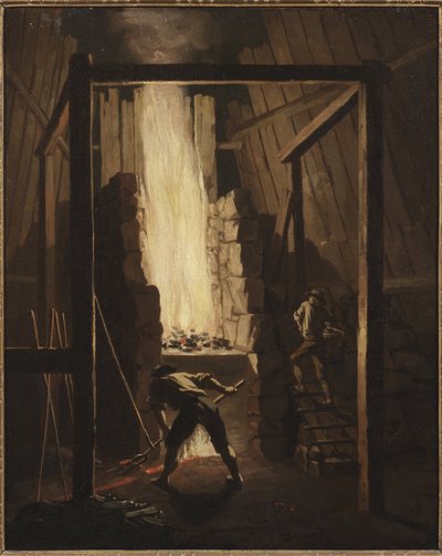 Interieur de la fonderei de cuivre a Falun (Suede) - الجزء الداخلي من مسبك النحاس في فالون ، بقلم Hillestroem ، Pehr (1732-1816). زيت على قماش بواسطة بير هيلستروم