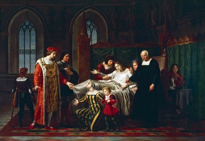 Charles VIII meeting with dying Gian Galeazzo Sforza in Pavia بواسطة Pelagio Palagi