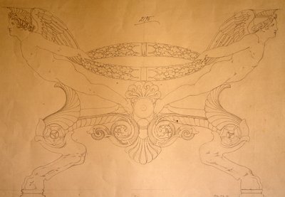 رسم كرسي على شكل حافر بأرجل ، حوالي 1837 (رسم) بواسطة Pelagio Palagi