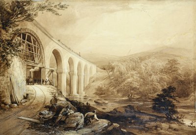 جسر كويكرز يارد ، حوالي عام 1840 (قلم وغسل على ورق) بواسطة بنري ويليامز