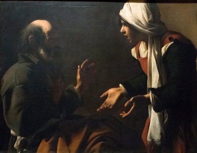 إنكار القديس بطرس (زيت على لوحة) بواسطة Pensionante de Saraceni