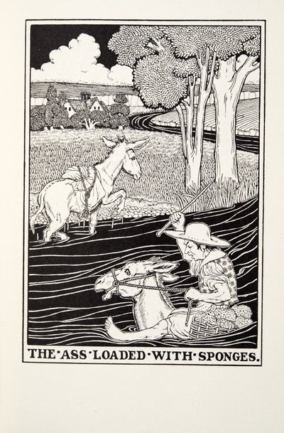 الحمار محملة بالإسفنج ، من Fontaine Fables ، حانة. 1905 بواسطة بيرسي جيه. بيلينجشيرست
