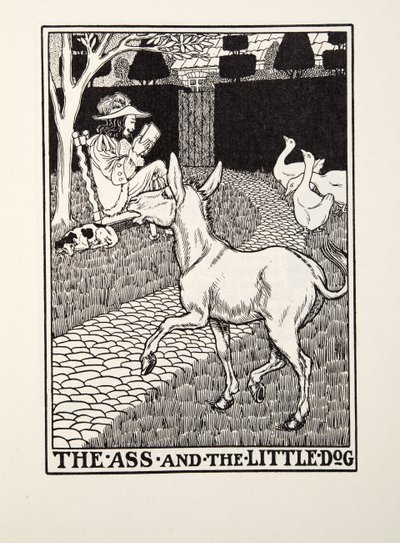 الحمار والكلب الصغير ، من Fontaine Fables ، حانة. 1905 بواسطة Percy J. Billingshurst