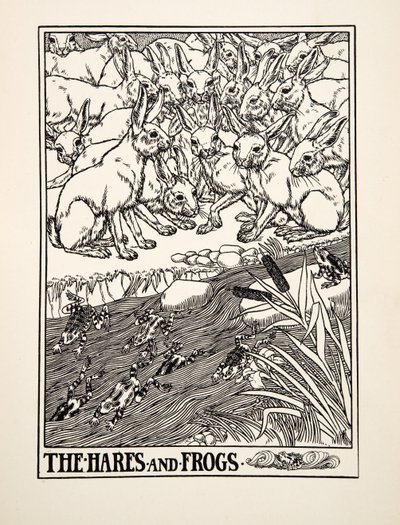 The Hares and Frogs ، من مائة حكاية إيسوب ، حانة 1903 بواسطة Percy J. Billingshurst