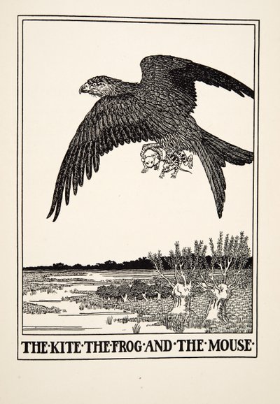 الطائرة الورقية ، الضفدع والفأر ، من مائة حكاية إيسوب ، حانة 1903 بواسطة Percy J. Billingshurst