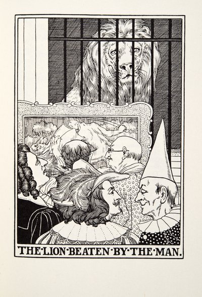 الأسد ضرب من قبل الرجل ، من Fontaine Fables ، حانة. 1905 بواسطة بيرسي جيه. بيلينجشيرست