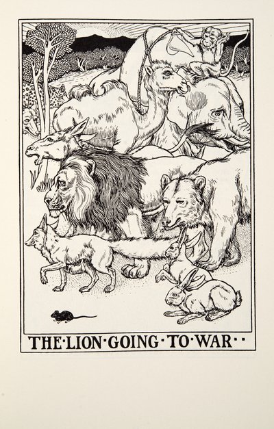 الأسد ذاهب إلى الحرب ، من Fontaine Fables ، حانة. 1905 بواسطة بيرسي جيه. بيلينجشيرست