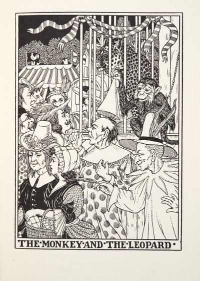 القرد والنمر ، من Fontaine Fables ، حانة. 1905 بواسطة Percy J. Billingshurst