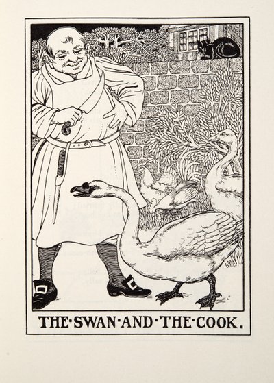 البجعة والطباخ ، من Fontaine Fables ، حانة. 1905 بواسطة Percy J. Billingshurst