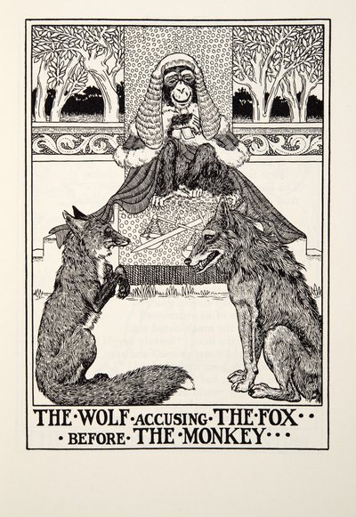 الذئب يتهم الثعلب قبل القرد ، من Fontaine Fables ، حانة. 1905 بواسطة بيرسي جيه. بيلينجشيرست