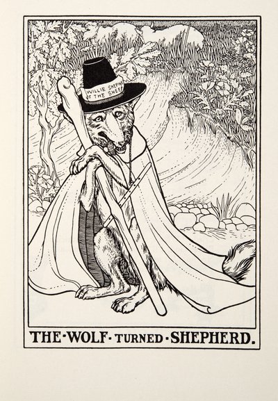 تحول الذئب إلى الراعي ، من Fontaine Fables ، حانة. 1905 بواسطة بيرسي جيه. بيلينجشيرست