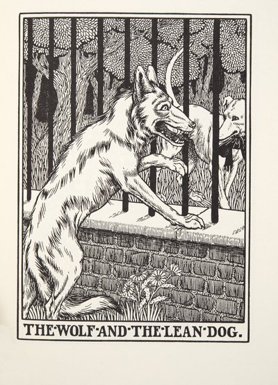 الذئب والكلب العجاف ، من Fontaine Fables ، حانة. 1905 (نقش) بواسطة بيرسي جيه. بيلينجشيرست