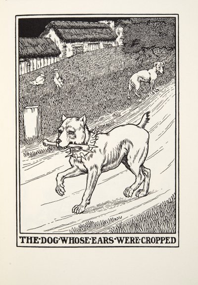 Thr Dog التي تم قص آذانها ، من Fontaine Fables ، حانة. 1905 بواسطة بيرسي جيه. بيلينجشيرست