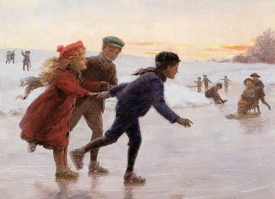 التزلج للأطفال (زيت على اللوح) بواسطة بيرسي تارانت