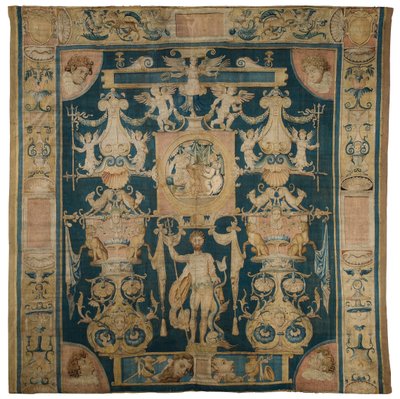 نسيج مجازي يصور نبتون من سلسلة Doria Grotesques ، مع حلقة دائرية مركزية فوق بوسيدون ، بروكسل ، c.1545-50 بواسطة Perino del Vaga