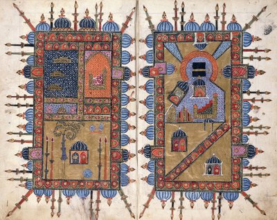 Decorative doublures from Dalail al-Khayrat, c.1800 بواسطة المدرسة الفارسية