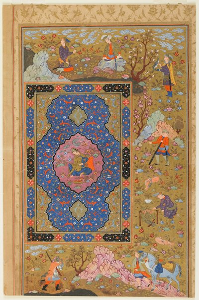 فوليو من ألبوم ؛ مقابل: شابة ، أصفهان ، إيران ، الفترة الصفوية ، 1590-1610 (ألوان مائية مبهمة ، حبر وذهب على ورق) بواسطة المدرسة الفارسية