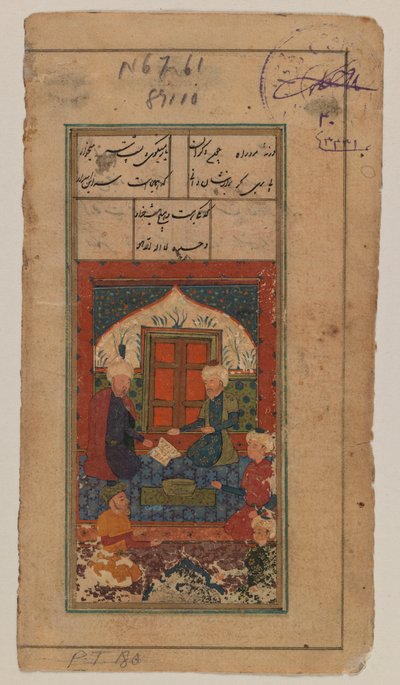 الورقة من مخطوطة مجهولة الهوية (مرحاض غير شفاف على الورق) بواسطة المدرسة الفارسية