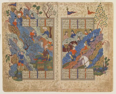 Gudarz يذبح بيران على الجبل من Shahnama بواسطة المدرسة الفارسية