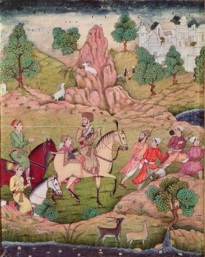 الصيد مع الصقر ، سلالة صفوية (1502-1736) بواسطة المدرسة الفارسية