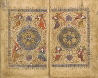 خامسا (خماسي) من خواجو كيرماني ، شيراز ، إيران ، الفترة التيمورية ، 1437-38 (ألوان مائية مبهمة ، حبر وذهب على ورق) بواسطة المدرسة الفارسية