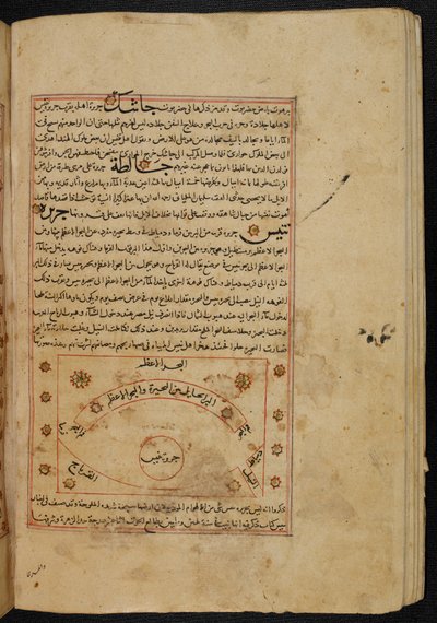 MS Or. 3623 ، ورقة. 49 ب مخطط مدينة تنيس ، رسم توضيحي من "عجائب الخلق" ، بقلم زكريا بن محمد القزويني (حبر على ورق) بواسطة المدرسة الفارسية
