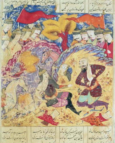 رستم حداد على سهراب ، رسم من شاهناما (كتاب الملوك) لأبو القاسم مانور فردوسي (c.934-c.1020) 1619 بواسطة المدرسة الفارسية
