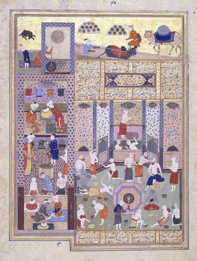 الخليفة هارون الرشيد في الحمامات ، ج. 1584-5 بواسطة المدرسة الفارسية