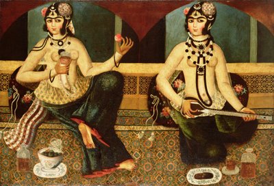 سيدتان حريمتان ، قاجار ، فارسية ، 1811-14 بواسطة المدرسة الفارسية