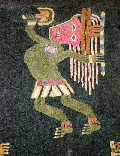 راقصة صوف منسوجة مع عصا ، قبيلة باراكاس (نسيج) (انظر أيضا 231825) بواسطة مدرسة بيرو