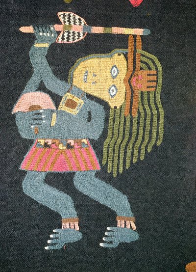 راقصة صوف منسوجة مع عصا ، قبيلة باراكاس (نسيج) (انظر أيضا 231826) بواسطة مدرسة بيرو