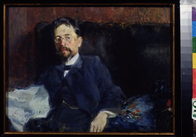 صورة للكاتب أنطون تشيخوف (1860-1904) (صورة المؤلف أ. تشيخوف). لوحة لبيوتر الكسندروفيتش نيلوس (بيير نيلوس) (نيلوس) (1869-1940 / 1943) ، زيت على قماش بواسطة بيتر الكسندروفيتش نيلوس