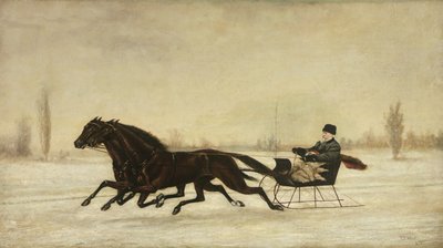 ديفيد مارش في مزلقة تجرها الخيول في منظر طبيعي شتوي ، 1880 بواسطة Peter B. West