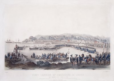 أول هبوط للأمريكيين في اليابان في غور حماة في 14 يوليو 1853 ، بواسطة بيتر برنهارد فيلهلم هاينه