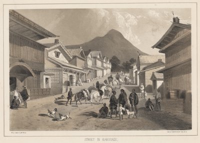 شارع في هاكودادي ، ليثو من شركة Sarony und Co. ، 1855 (chromolitho) بواسطة بيتر برنهارد فيلهلم هاينه