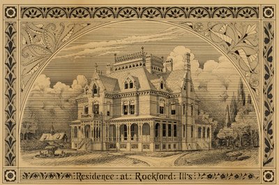 NC Thompson House ، روكفورد ، إلينوي ، وجهة نظر ، 1876. بواسطة بيتر بونيت ويت