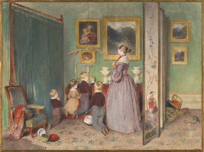 صلاة المساء المسيرة صوفي مع الأطفال ، 1839 بواسطة بيتر فندي