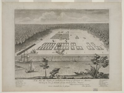 منظر للسافانا كما كانت في 29 مارس 1734 ، نقشها ب.فوردرينير ، لندن ، حوالي 1735 (نقش) بواسطة بيتر جوردون