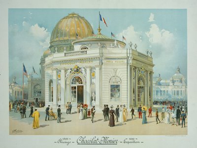 جناح شوكولا مينير ، المعرض الكولومبي العالمي ، شيكاغو ، إلينوي ، منظور منظور ، 1893. بواسطة بيتر جوزيف ويبر
