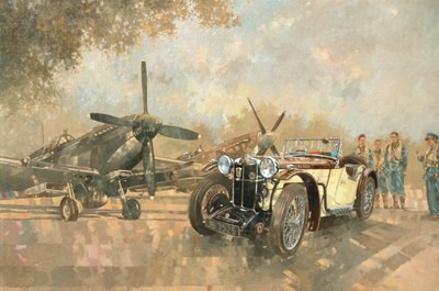 Cream Cracker MG 4 Spitfires (زيت على قماش) بواسطة بيتر ميللر