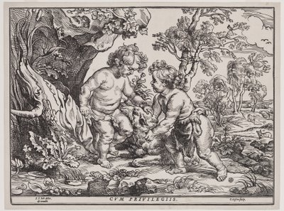 الرضيع المسيح والقديس يوحنا يلعبان بالحمل ، نقش كريستوفل جيغير (1596-1653) ، بعد 1632 (نقش خشبي) بواسطة بيتر بول (بعد) روبنز