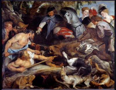 صيد الخنزير. رسم بيير بول (بيير بول) روبنز (أو بيتر بول أو بيتروس بولوس) (1577-1640) بواسطة بيتر بول روبنز