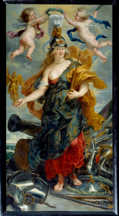 Cycle of the Medicis: "" صورة بالحجم الكامل لملكة فرنسا Marie de Medicis en Bellona (1573-1642) "لوحة لبيير بول (بيير بول) روبنز (أو بيتر بول أو بيتروس بولوس) (1577-1640) (ec .flam.) 1621 شمس. 2.76x1.49 م بواسطة بيتر بول روبنز