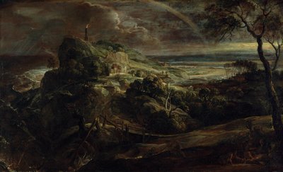 بالألمانية: Landschaft mit dem Schiffbruch des Paulus Landscape with the shipwreck of Paul بواسطة بيتر بول روبنز